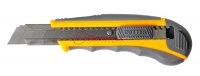 Нож широкий (25мм) усиленный с выдвижным лезвием метал. направл., обрезин. ручка